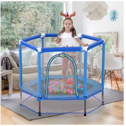 Kacho 55" Trampoline for Kids with Enclosure Net, Indoor Outdoor Toddler Trampoline, Baby Trampoline Round Jumping Mat, Recreational Trampolines Birthday Gifts for Children Boy Girl