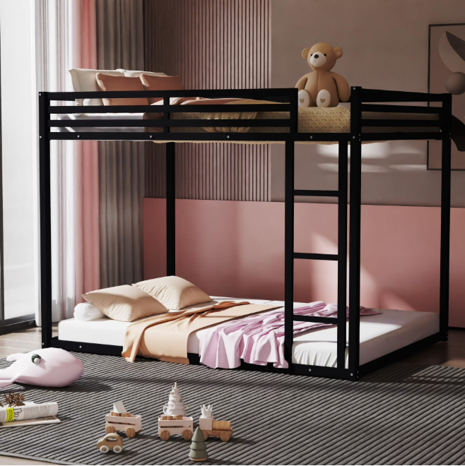 Kacho Metal Bunk Bed, Twin Over Twin Bunk Bed with 12.8'' Full-Length Guardrail and Ladder, Heavy Duty Bunk Bed for Teens, Adults, Twin Bunk Beds for Bedroom, Dorm, Easy Assembly, Noise Free, Black