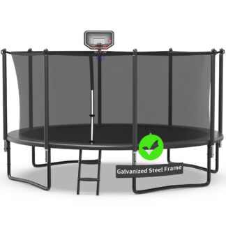 Kacho Trampoline 1200LBS 12FT Trampoline for Kids Adults, Trampoline with Basketball Hoop, Enclosure, Ladder and Outdoor Heavy Duty Galvanized Recreational Trampoline for Family